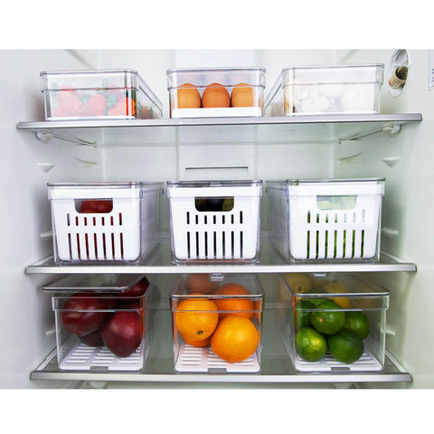 Kit 3 Caixas Organizadoras De Geladeira Transparentes Armazenadoras De Frutas Legumes Ovos Clear Fresh OU Kit 3 Caixas Organizadoras De Geladeira Transparentes Armazenadoras De Frutas Legumes Ovos Clear Fresh OU