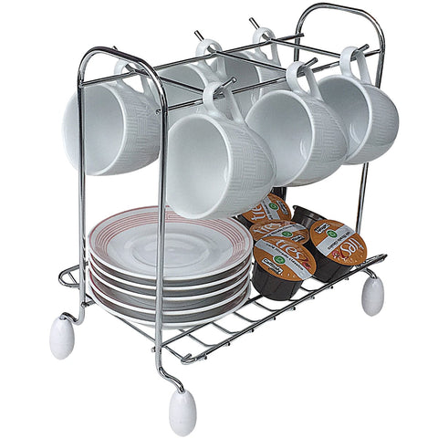 Suporte Aramado Porta 6 Xícaras E Pires Organizador Bancada Suporte Aramado Porta 6 Xícaras E Pires Organizador Bancada
