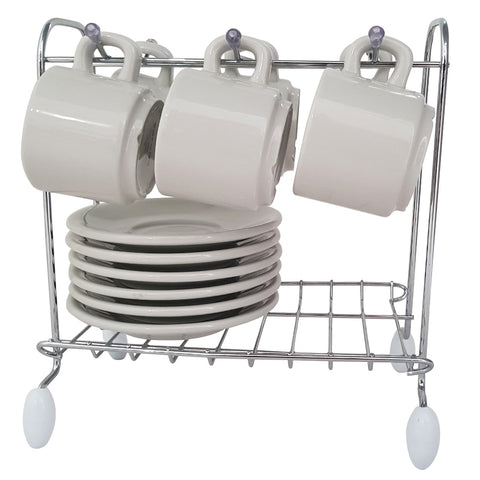 Suporte Aramado Porta 6 Xícaras E Pires Organizador Bancada Suporte Aramado Porta 6 Xícaras E Pires Organizador Bancada