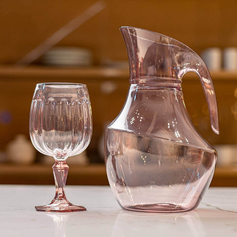 Conjunto 6 Taças de Plástico 350ml para Água Suco Drinks UZ Rosa Translúcido