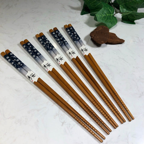 Kit 5 Pares Hashi Bambu Flor De Cerejeira Kyoto Yoi Palitos Japoneses Sushi Azul Marinho Kit 5 Pares Hashi Bambu Flor De Cerejeira Kyoto Yoi Palitos Japoneses Sushi Azul Marinho