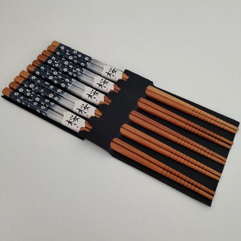 Kit 5 Pares Hashi Bambu Flor De Cerejeira Kyoto Yoi Palitos Japoneses Sushi Azul Marinho Kit 5 Pares Hashi Bambu Flor De Cerejeira Kyoto Yoi Palitos Japoneses Sushi Azul Marinho