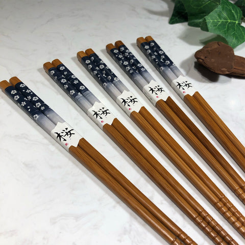 Kit 5 Pares Hashi Bambu Flor De Cerejeira Kyoto Yoi Palitos Japoneses Sushi Azul Marinho Kit 5 Pares Hashi Bambu Flor De Cerejeira Kyoto Yoi Palitos Japoneses Sushi Azul Marinho