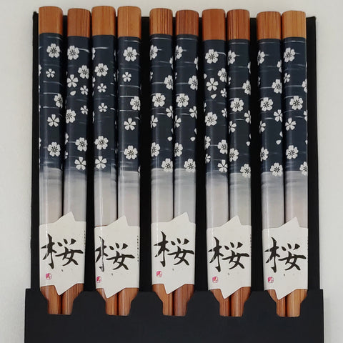 Kit 5 Pares Hashi Bambu Flor De Cerejeira Kyoto Yoi Palitos Japoneses Sushi Azul Marinho Kit 5 Pares Hashi Bambu Flor De Cerejeira Kyoto Yoi Palitos Japoneses Sushi Azul Marinho