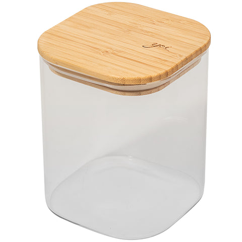 Pote Hermético Quadrado De Vidro Com Tampa De Bambu 845ml Porta Mantimento Pequeno Yoi Pote Hermético Quadrado De Vidro Com Tampa De Bambu 845ml Porta Mantimento Pequeno Yoi