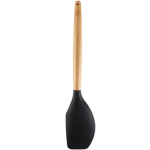 Espátula De Silicone Preto Com Cabo De Bambu Utensílio De Cozinha Espátula Reta Yoi Espátula De Silicone Preto Com Cabo De Bambu Utensílio De Cozinha Espátula Reta Yoi