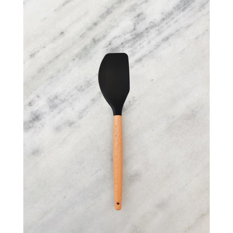 Espátula De Silicone Preto Com Cabo De Bambu Utensílio De Cozinha Espátula Reta Yoi Espátula De Silicone Preto Com Cabo De Bambu Utensílio De Cozinha Espátula Reta Yoi