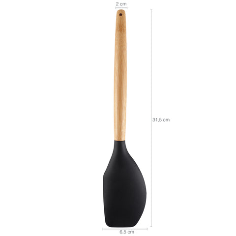 Espátula De Silicone Preto Com Cabo De Bambu Utensílio De Cozinha Espátula Reta Yoi Espátula De Silicone Preto Com Cabo De Bambu Utensílio De Cozinha Espátula Reta Yoi