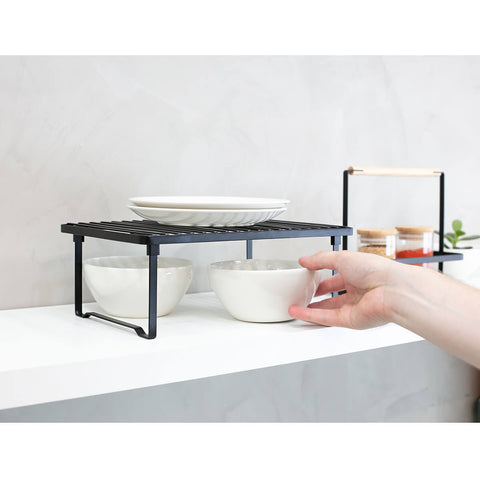 Prateleira Empilhável Organizador Armário Cozinha Metalla Aço Carbono Preto Yoi Prateleira Empilhável Organizador Armário Cozinha Metalla Aço Carbono Preto Yoi