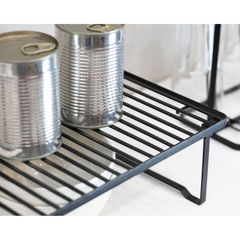Prateleira Empilhável Organizador Armário Cozinha Metalla Aço Carbono Preto Yoi Prateleira Empilhável Organizador Armário Cozinha Metalla Aço Carbono Preto Yoi