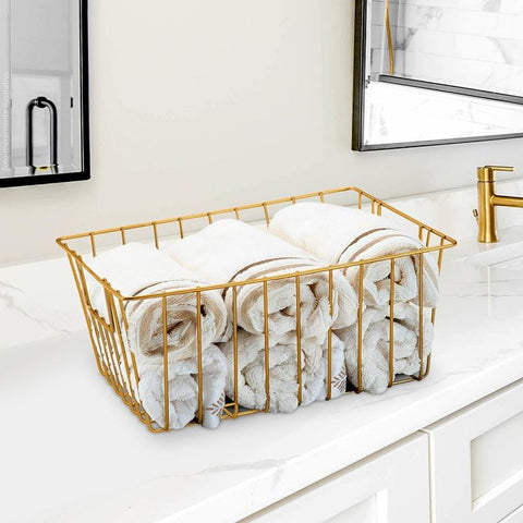 Cesto Aramado Multiuso Cesto Organizador Retangular Dourado Arthi Cesto Aramado Multiuso Cesto Organizador Retangular Dourado Arthi