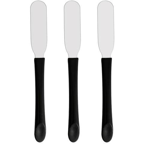 Conjunto De Espátulas Para Manteiga Patê 3 Peças Espátulas De Inox Com Cabos Pretos Conjunto De Espátulas Para Manteiga Patê 3 Peças Espátulas De Inox Com Cabos Pretos