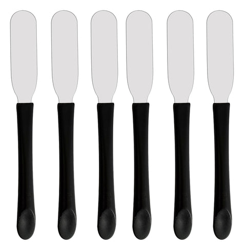Kit 6 Espátulas Para Manteiga Patê Geleia 17,5cm Espátulas De Inox Com Cabos Pretos Kit 6 Espátulas Para Manteiga Patê Geleia 17,5cm Espátulas De Inox Com Cabos Pretos