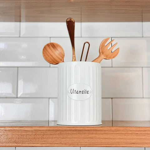 Lata Porta Utensilios Organizador De Acessórios Talher Yoi Metal Branco Lata Porta Utensilios Organizador De Acessórios Talher Yoi Metal Branco