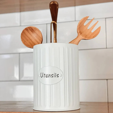 Lata Porta Utensilios Organizador De Acessórios Talher Yoi Metal Branco Lata Porta Utensilios Organizador De Acessórios Talher Yoi Metal Branco