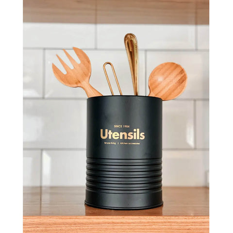 Lata Porta Utensílios De Metal Industrial Yoi Porta Talheres Acessórios Cozinha Preto Lata Porta Utensílios De Metal Industrial Yoi Porta Talheres Acessórios Cozinha Preto