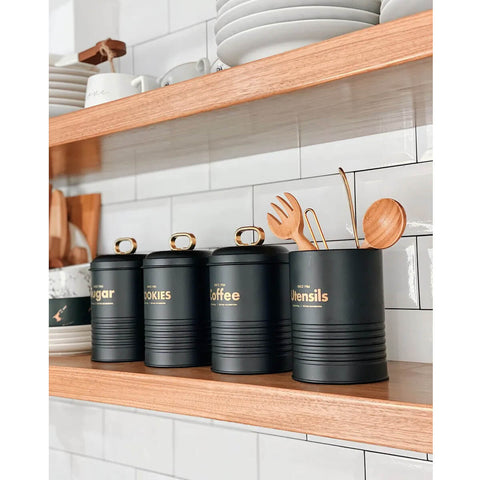 Lata Porta Utensílios De Metal Industrial Yoi Porta Talheres Acessórios Cozinha Preto Lata Porta Utensílios De Metal Industrial Yoi Porta Talheres Acessórios Cozinha Preto