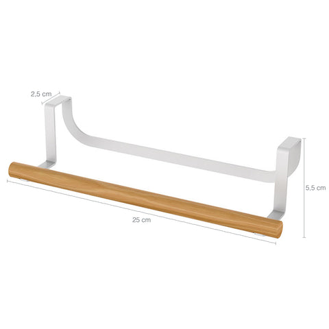 Suporte Toalheiro Porta De Armário Cozinha De Aço Carbono Branco E Madeira Porta Toalha Yoi Suporte Toalheiro Porta De Armário Cozinha De Aço Carbono Branco E Madeira Porta Toalha Yoi