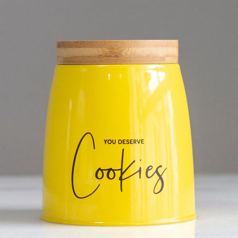 Lata Cookies Porta Condimentos 1,12L Pote para Biscoitos em Aço e Bambu Sunshine Mostarda Yoi Lata Cookies Porta Condimentos 1,12L Pote para Biscoitos em Aço e Bambu Sunshine Mostarda Yoi