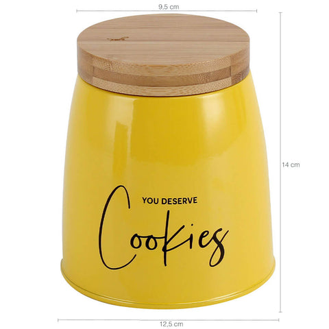 Lata Cookies Porta Condimentos 1,12L Pote para Biscoitos em Aço e Bambu Sunshine Mostarda Yoi Lata Cookies Porta Condimentos 1,12L Pote para Biscoitos em Aço e Bambu Sunshine Mostarda Yoi