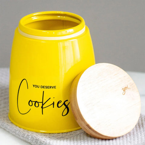 Kit 3 Latas Coffee Sugar e Cookies Sunshine Yoi Potes para Biscoitos Açúcar e Café em Aço e Bambu Mostarda Kit 3 Latas Coffee Sugar e Cookies Sunshine Yoi Potes para Biscoitos Açúcar e Café em Aço e Bambu Mostarda