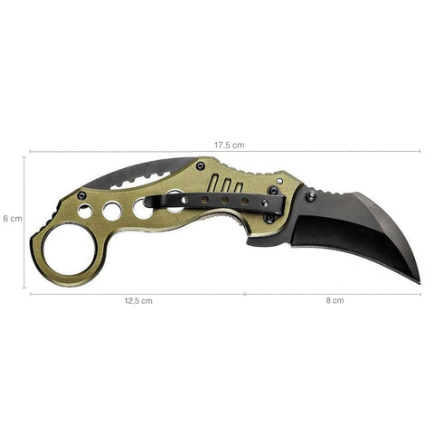 Canivete Tático Karambit Invictus Shark Aço Inox 420 Cabo de Alumínio Verde