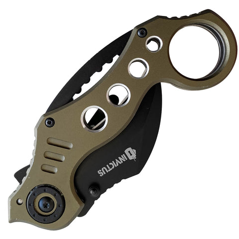 Canivete Tático Karambit Invictus Shark Aço Inox 420 Cabo de Alumínio Verde
