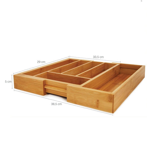 Porta Talher Bamboo Organizador Talheres para Gaveta Extensível Bambu Yoi