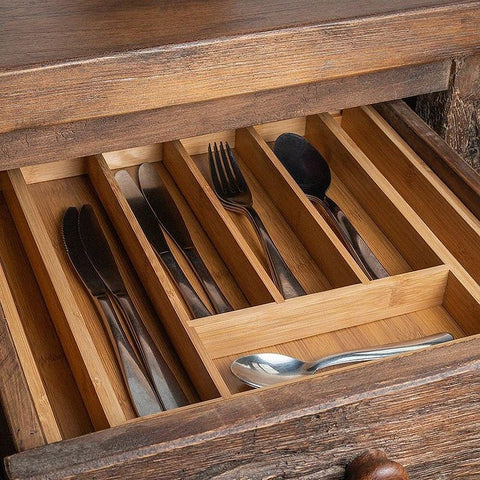 Porta Talher Bamboo Organizador Talheres para Gaveta Extensível Bambu Yoi