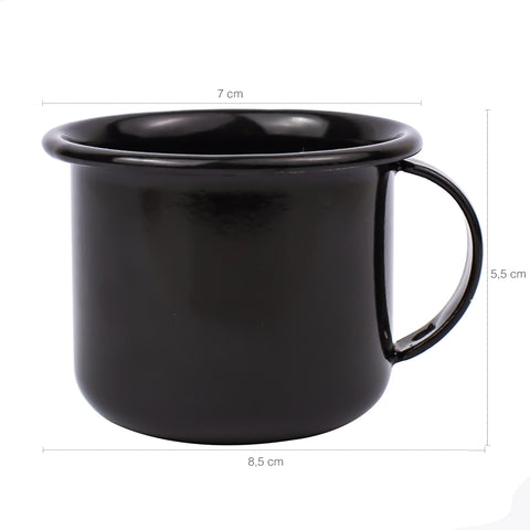 Jogo de Café Esmaltado 6 Xícaras de Ágata 90ml e Açucareiro Esmaltado 239ml Preto