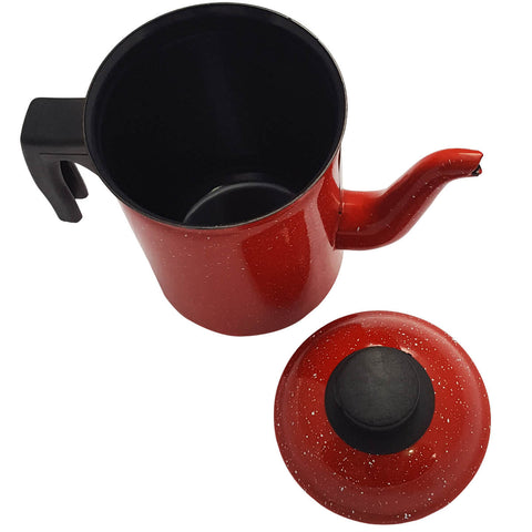 Bule De Café Chá Ágata Esmaltado Retro 1,5 Litros Vermelho