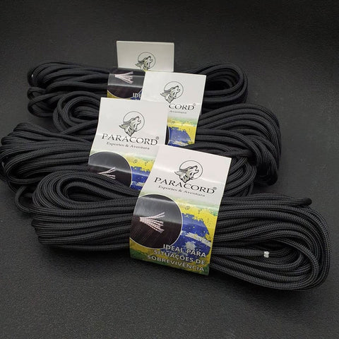 Paracord 550 Libras 4mm Corda De Sobrevivência Tática Militar 10 Metros 366kgf Preto