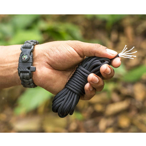 Paracord 550 Libras 4mm Corda De Sobrevivência Tática Militar 10 Metros 366kgf Preto