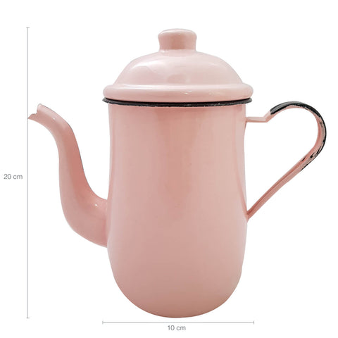 Bule Aço Esmaltado Para Café Chá 1,25 Litros Tradicional Rosa