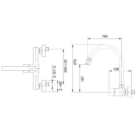 Torneira Com Misturador Torneira De Parede Para Cozinha Jiwi