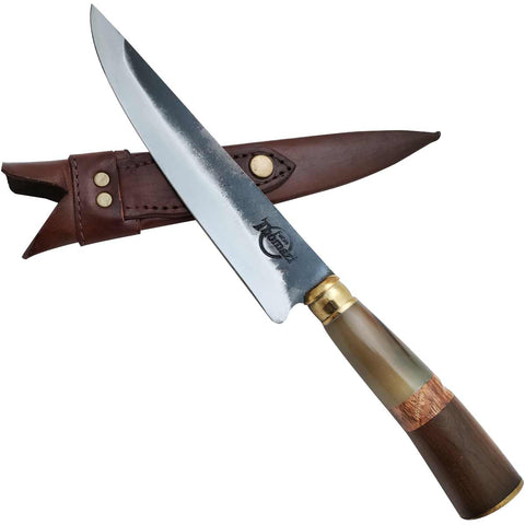Faca Rustica Artesanal Para Churrasco de Aço Carbono 1070 Larga 8"