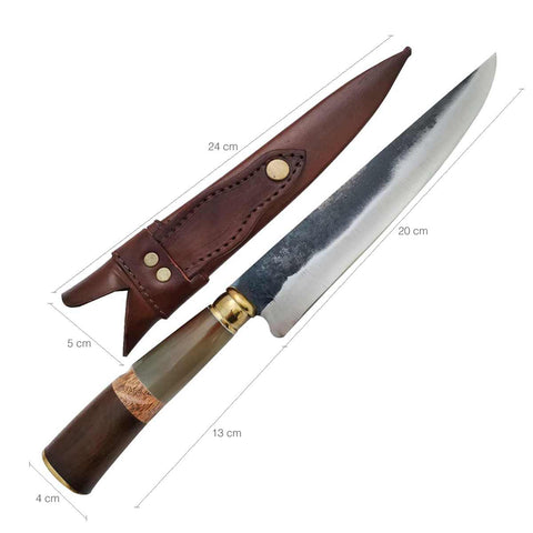 Faca Rustica Artesanal Para Churrasco de Aço Carbono 1070 Larga 8"