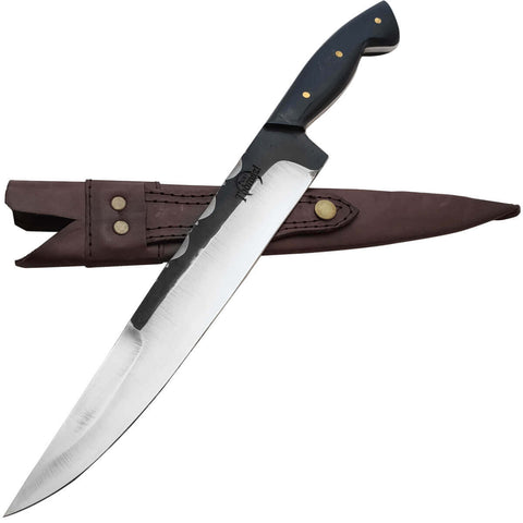 Faca Artesanal Churrasco Aço Cirúrgico Inox 420c Fulltang 10' Thomazi Brut Forge Cabo de Chifre