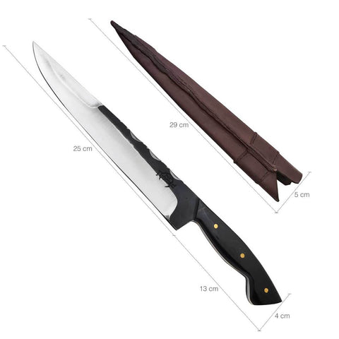 Faca Artesanal Churrasco Aço Cirúrgico Inox 420c Fulltang 10' Thomazi Brut Forge Cabo de Chifre