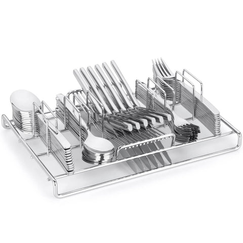 Suporte Organizador de Talheres Elegance 60 Peças Cromado Para Cozinha