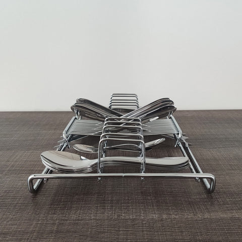 Suporte Organizador de Talheres Elegance 60 Peças Cromado Para Cozinha