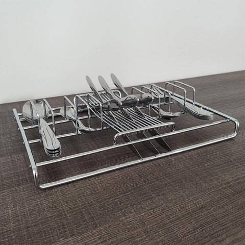 Suporte Organizador de Talheres Elegance 60 Peças Cromado Para Cozinha