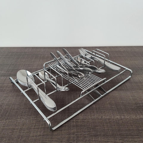 Suporte Organizador de Talheres Elegance 60 Peças Cromado Para Cozinha