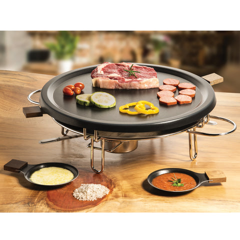 Raclette-Grill Antiaderente 37cm Racleteira Fondue Réchaud 9 Peças