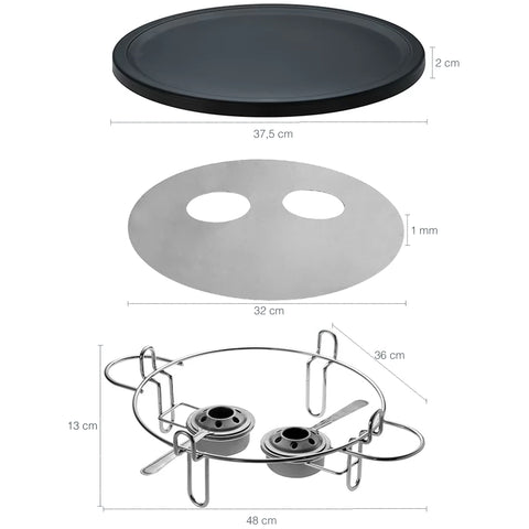 Raclette-Grill Antiaderente 37cm Racleteira Fondue Réchaud 9 Peças