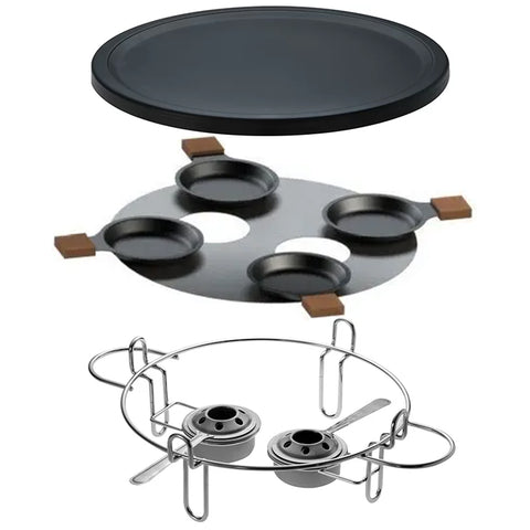 Raclette-Grill Antiaderente 37cm Racleteira Fondue Réchaud 9 Peças