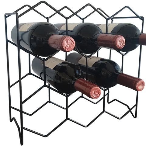 Adega Colmeia 8 Garrafas Preto Fosco Porta Garrafas De Vinhos Horizontal Aramado