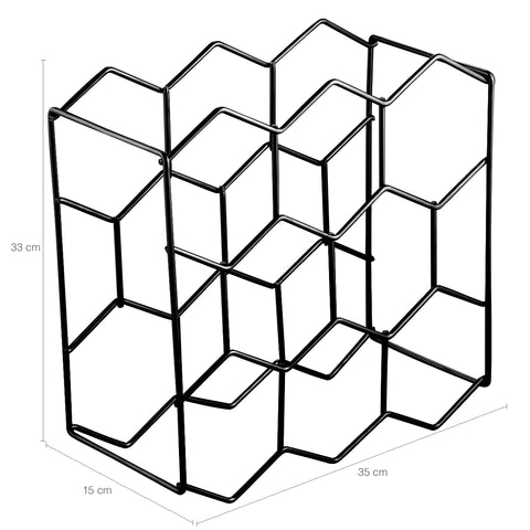 Adega Colmeia 8 Garrafas Preto Fosco Porta Garrafas De Vinhos Horizontal Aramado