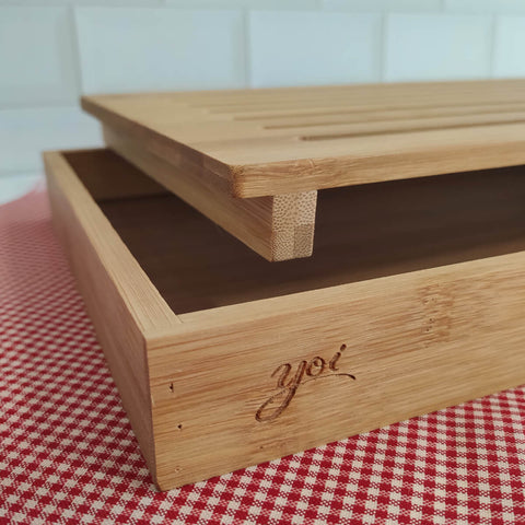 Tábua Migalheira de Bambu 37cm Tábua de Corte Para Pães e Bolos Yoi