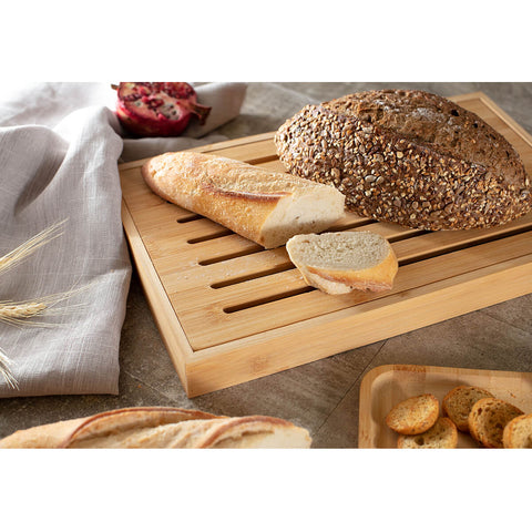 Tábua Migalheira de Bambu 37cm Tábua de Corte Para Pães e Bolos Yoi